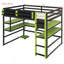 Lit mezzanine en bois avec bureau, support de rangement latéral, tablettes multiples et lumière RVB-133273200-133273201