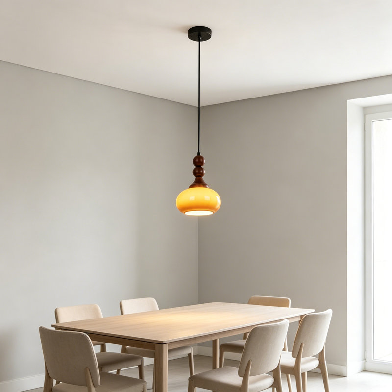 Luminaire suspendu caramel 1 lumière Mid-Century moderne, ampoule E26 chaude incluse