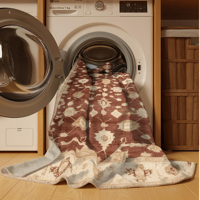 Machine Washable Overdyed Brown Area Rug, Rectangle 2' x 3'