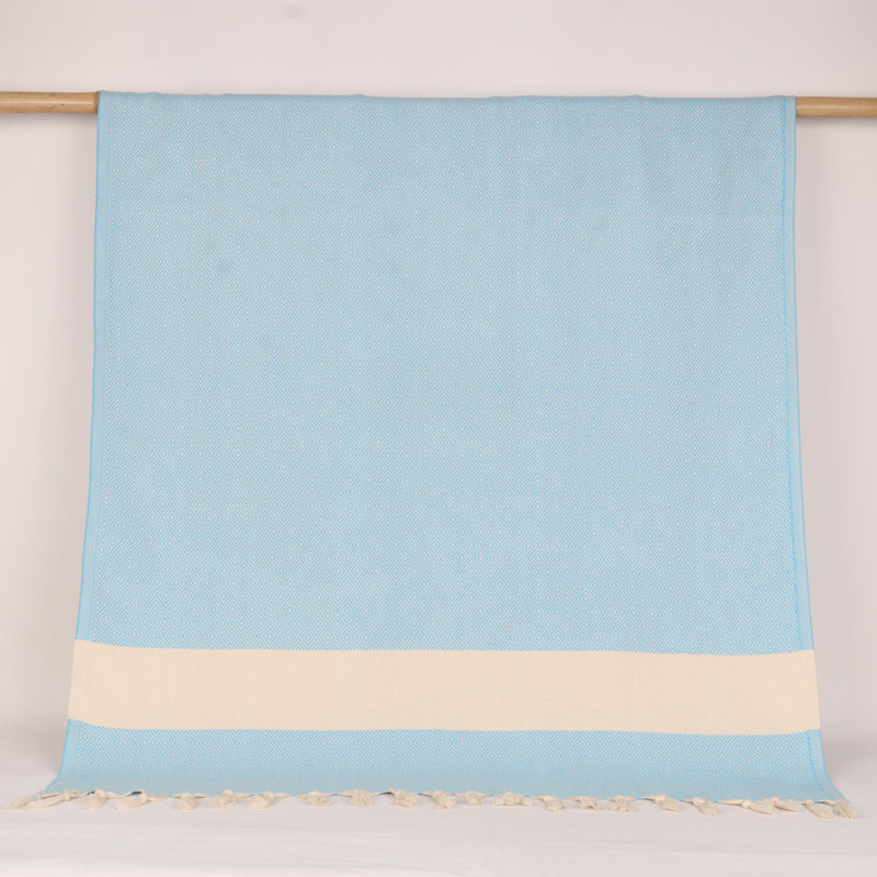 Serviettes en coton turc à motif de losanges - peshtemal et peshkir, séchage rapide et douceur, Turquoise