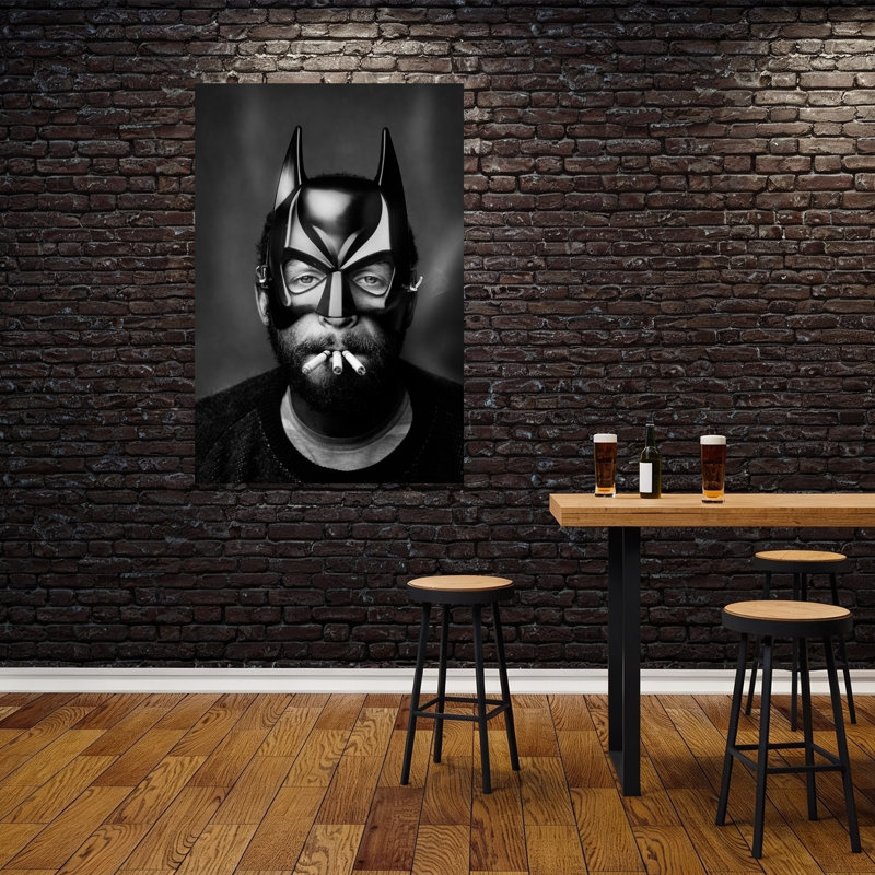 Masked Man Smoking Abstract Contemporary Wall Art Print by Thabiet Kamaldien - Wrapped Canvas Print, 152.4cm H x 101.6cm W
