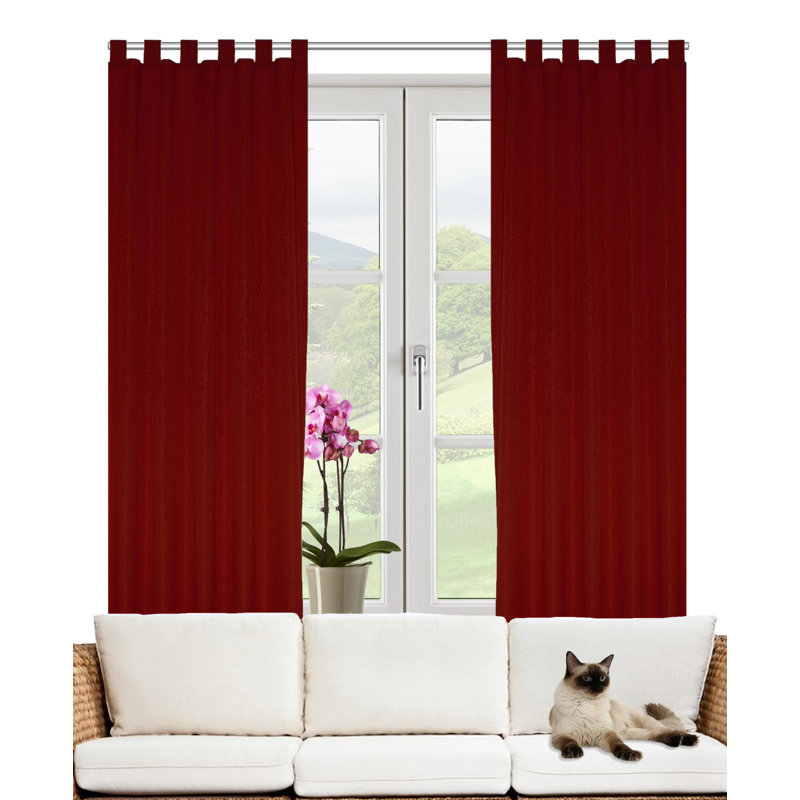 Friedland Synthetic Tab Top Curtain Pair, Opaque, 132cm Width x 145cm Drop, Red