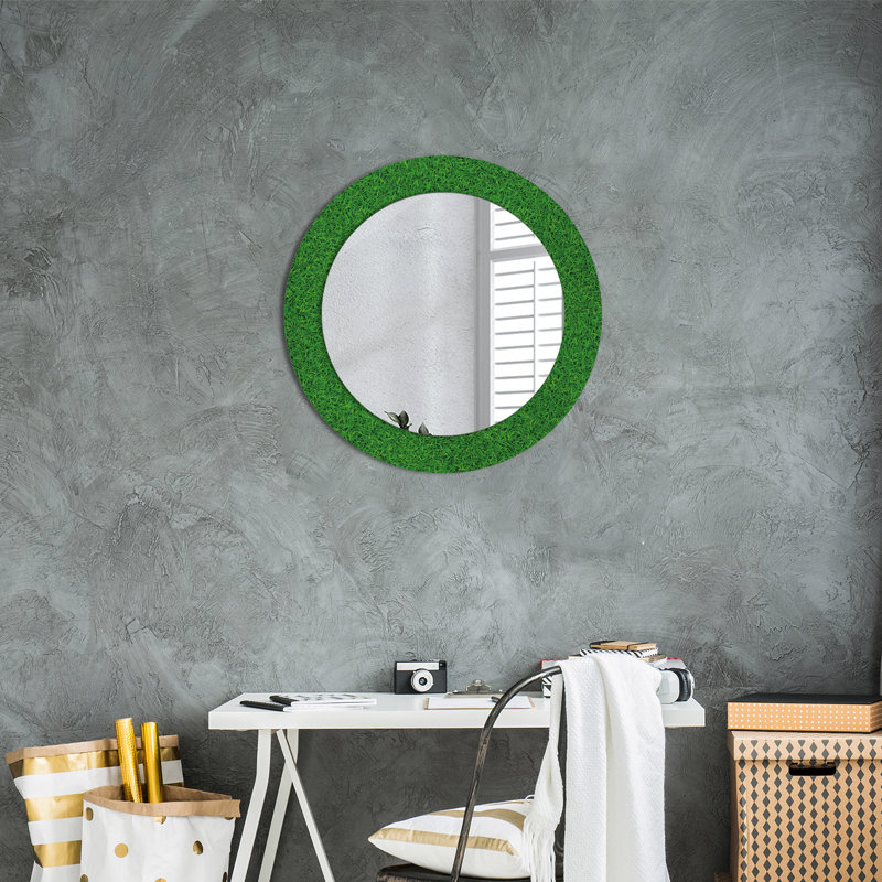 Huldar Glass Flat Wall Mirror, Green Green Grass, 60cm H x 60cm W