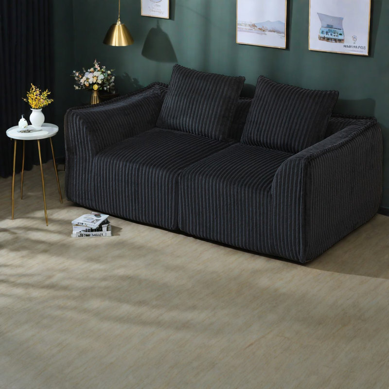 Compression Sofas, 72 Inch Corduroy 2 Seat Modern Couch for Home