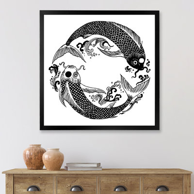 Poisson koi chinois dans un style chinois III - Impression sur toile