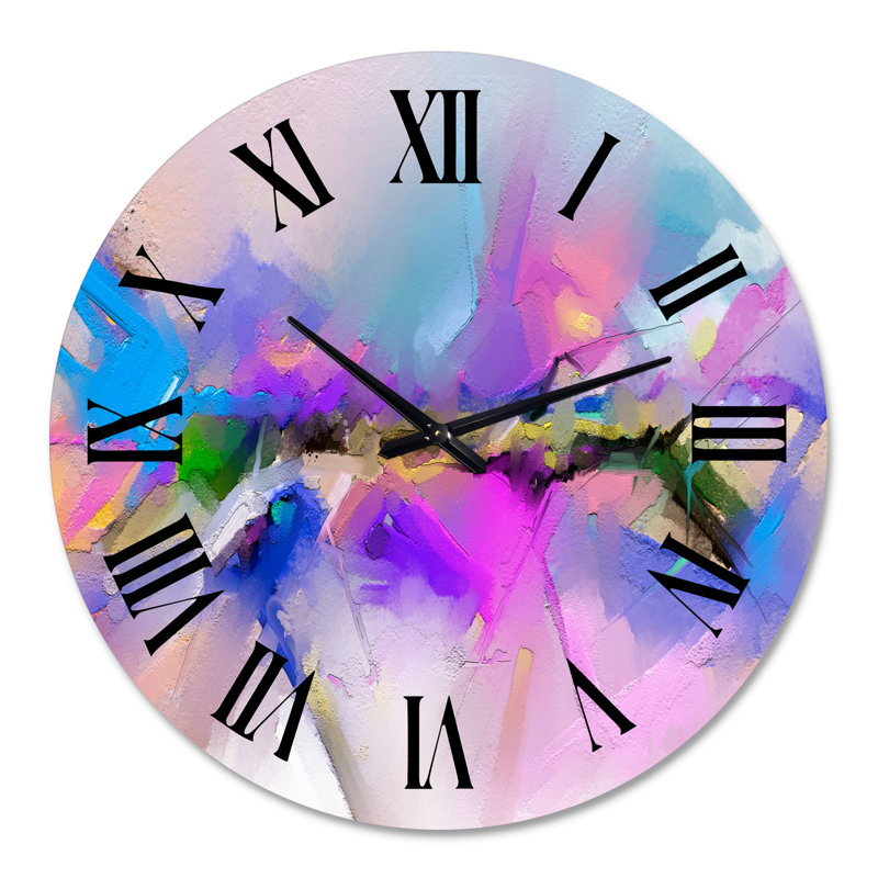 Rivière noire sur un paysage mauve et bleu - horloge murale moderne, Moyen