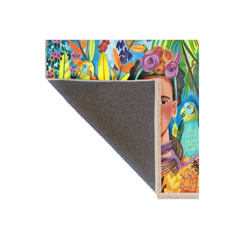 Barcelona Collection Multicoloured Tropical Parrot Monkey Human Figure Pattern Modern Decorative Machine Washable Area Rug
