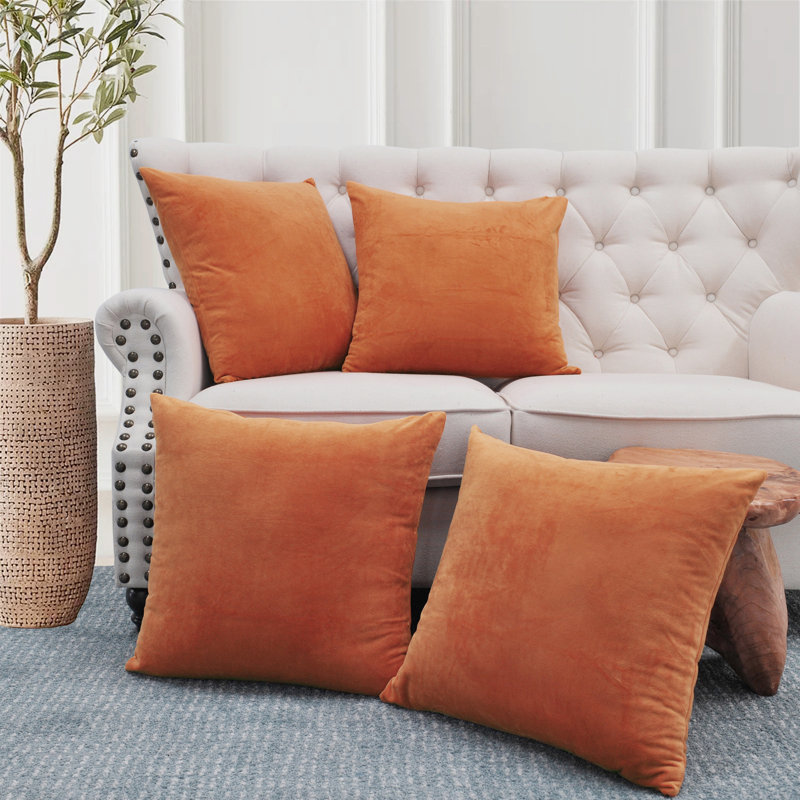 Square Cushion Cover, Burnt Orange