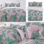 NightComfort Palm Leaf Wesley Pink/Green Cotton Rich Duvet Cover Set with Pillowcase-127601336