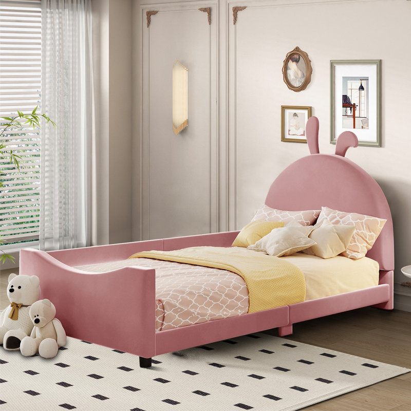 Lit plateforme tapissier Ampelia, Rose