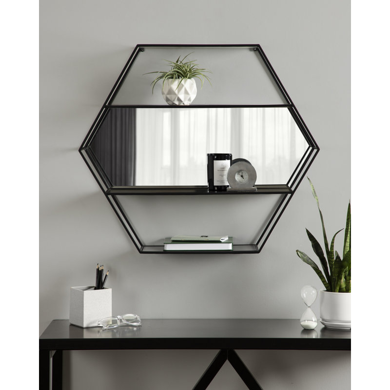 Celestia 3 Piece Hexagon Accent Shelf, Black
