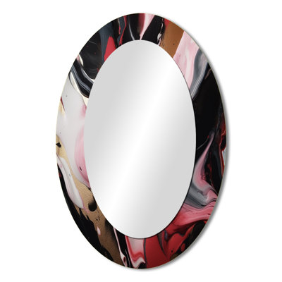 Red And Black Ethereal Agate - Modern Oval Wall Mirror