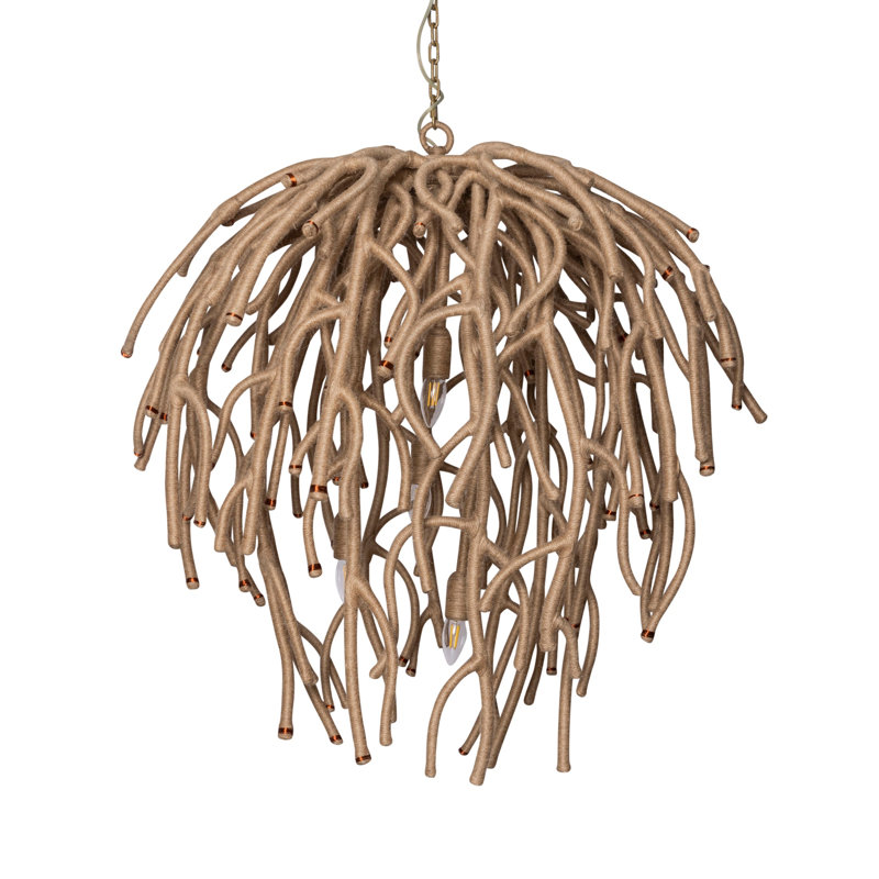 Jute Coral Chandelier - Ballito, 38" H x 38" W x 38" D, 4 Lights