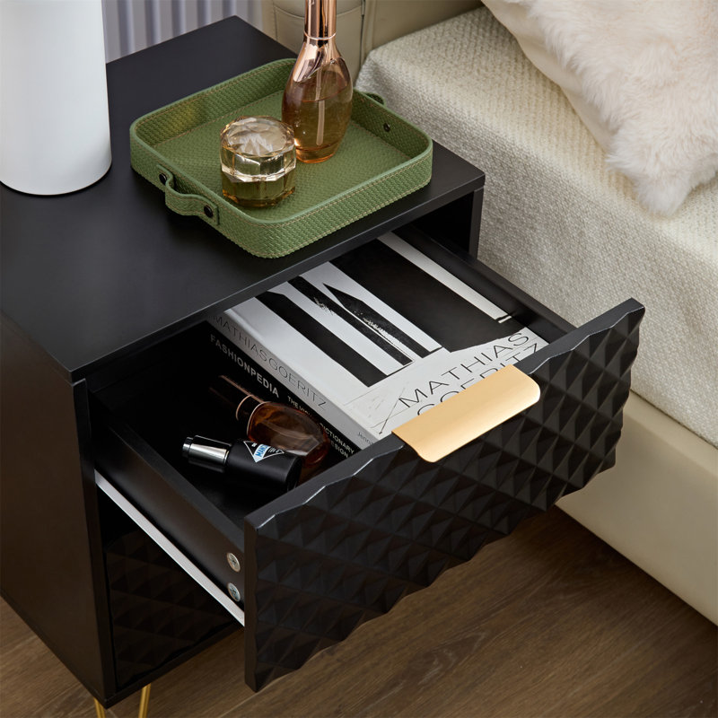 Table de chevet, ensemble de 2, Noir