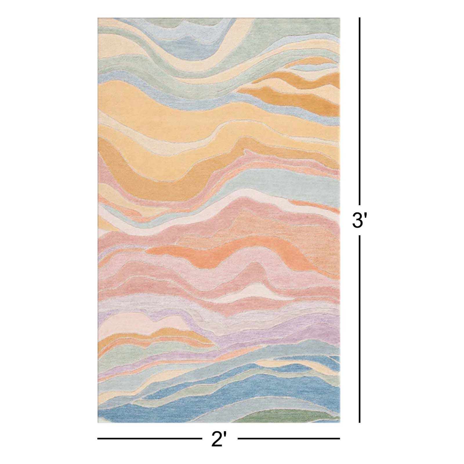 Hand-Tufted Abstract Rug, Rectangle 2' x 3'