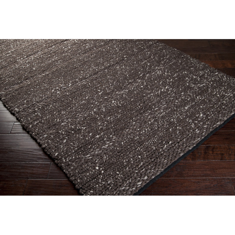 Tapis brun foncé en laine tissé à la main Fiadh, Rectangle 9 pi x 13 pi