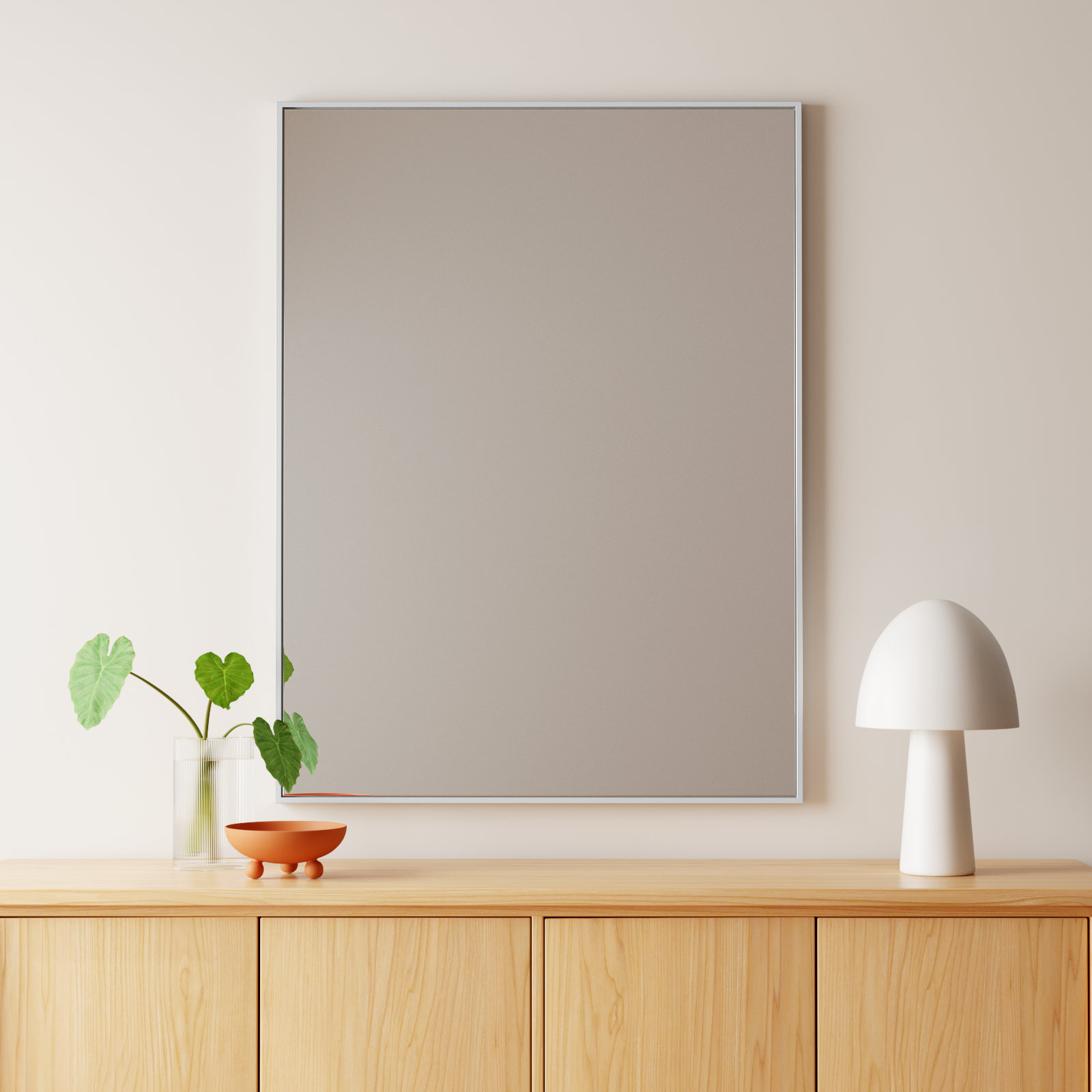 Sabine Metal Rectangle Wall Mirror, 48" x 36", Silver