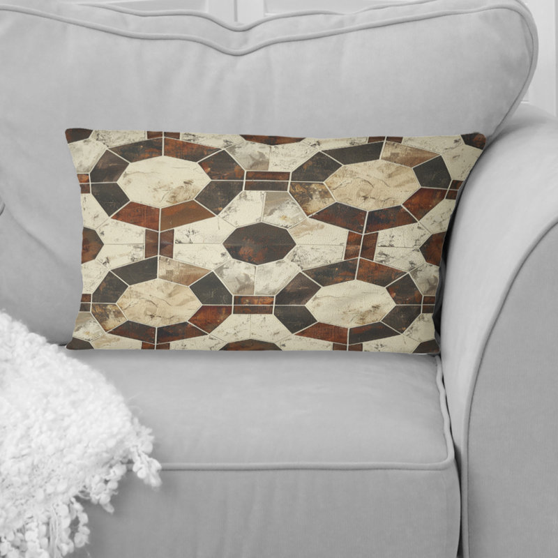 Coussin lombaire Mid-Century noir beige