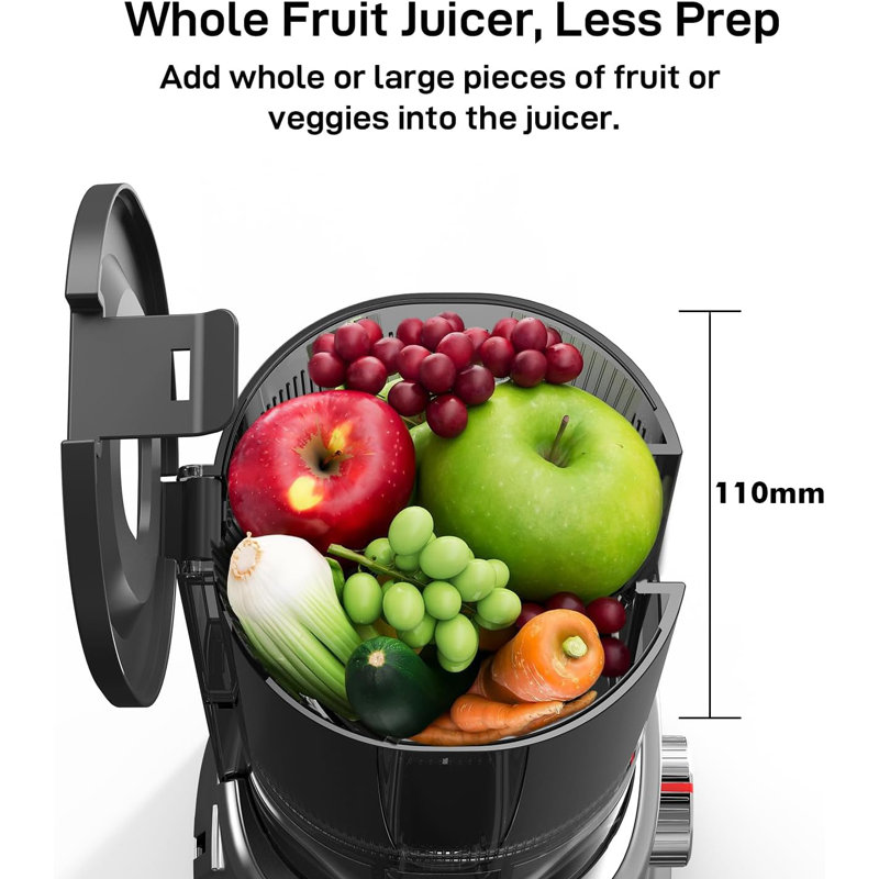 Sifene Cold Press Juicer Machine, 4.3 Inch Wide Mouth, Quiet Bpa-Free Slow Masticating Juicer, Easy To Assemble & Clean, Efficient For Celery, Carrots & Leafy Greens, 45Oz Capacity (Red)