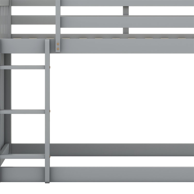 Lit superposé avec tiroirs et tablettes, Gris