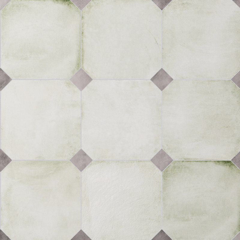 Laverton Octagon W/Taco 7-7/8 In. X 7-7/8 In. Porcelain Floor And Wall Tile, Light Beige/Gray