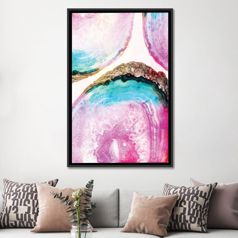 « agate pattern », impression sur toile, H 26 po x l 18 po x P 1,5 po, Toile avec cadre noir, Pas de tapis