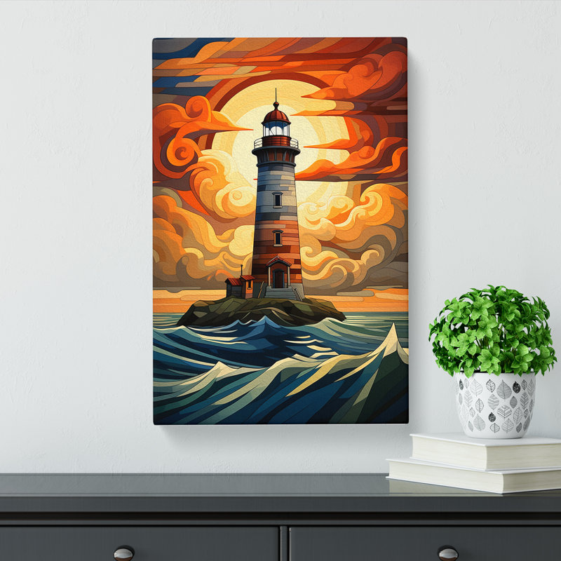 Lighthouse Deco No.3 - Wrapped Canvas, 76cm H x 50cm W x 3cm D