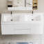 Meuble-lavabo flottant 60 po avec lavabo, meuble-lavabo mural moderne 60 po avec lavabo double en résine et deux tiroirs à fermeture en douceur, blanc brillant 24V11-60DGW
