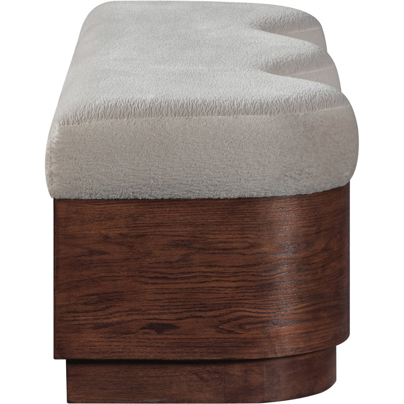 Savoy Mariaclara Velour Fur Fabric Bench, Brown, Beige Velour Fabric