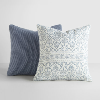 2-Pack Decor Throw Pillows Seed Stitch Knit with Cotton Patterns 