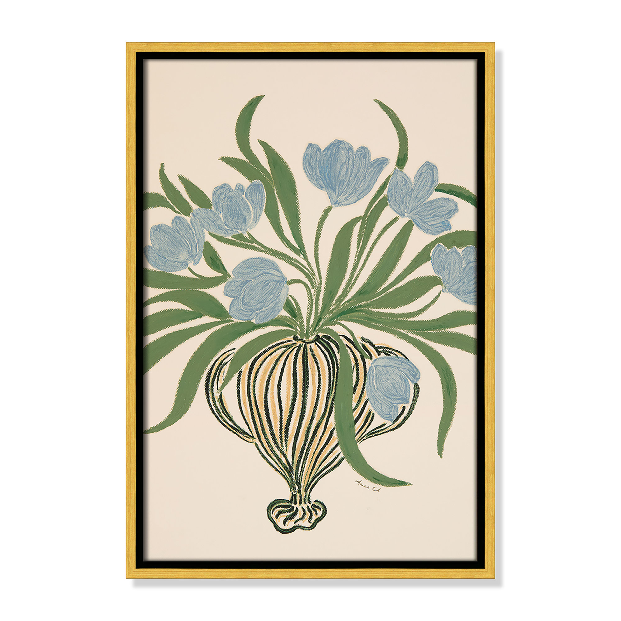 La Poire Blue Tulips Print by Camilla Bergqvist, 19.5" H x 13.5" W, Gold
