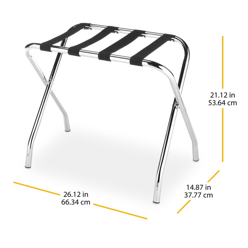 Whitmor Chrome and Black Metal Folding Luggage Rack