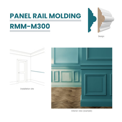 RMM M300 1 1/16 in.D x 3 in.W x 96in.L Primed Finger-Joined Pine Panel Rail Molding 3-pcs 24 Ft Total