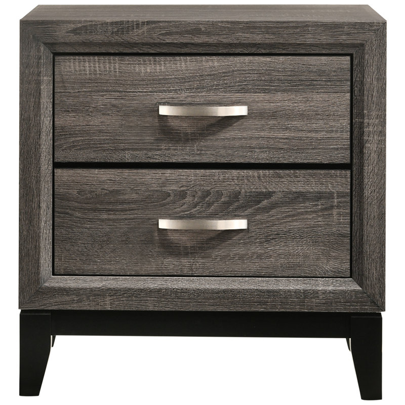 Table de chevet 2 tiroirs Grey Oak
