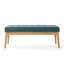 Banc en tissu capitonné bleu sarcelle l 43,5 po, capacité de 250 lb, siège rembourré de style Mid-Century avec pieds en bois de bouleau pour le vestibule et la chambre à coucher