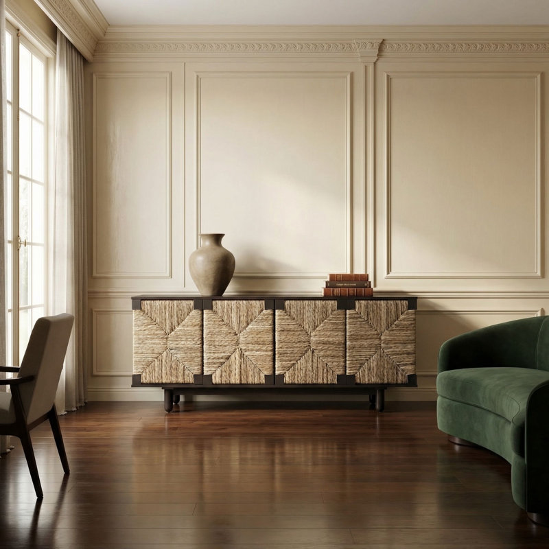 Brook Solid Wood Sideboard, Pale