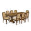 L'ensemble de table de salle à manger 9 pièces comprend une table de salle à manger et 8 chaises de cuisine en similicuir beige avec dossier haut - finition noyer antique-639792916-639793132-639793130