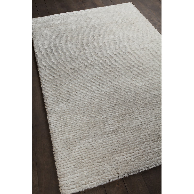 Samons Authentic Handmade White Modern Solid Color Polyester Area Rug, 5' x 7'6"