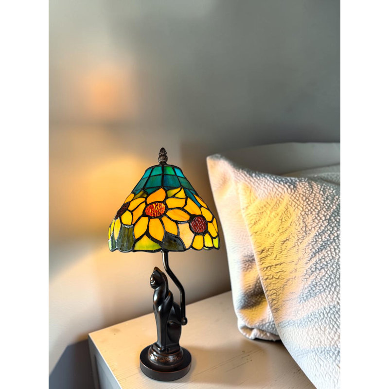 Sunflower Cat Tiffany Accent Lamp