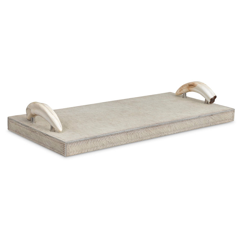 Karoo Tray - Cream Cow Hide w/ Warthog Tusk Handles