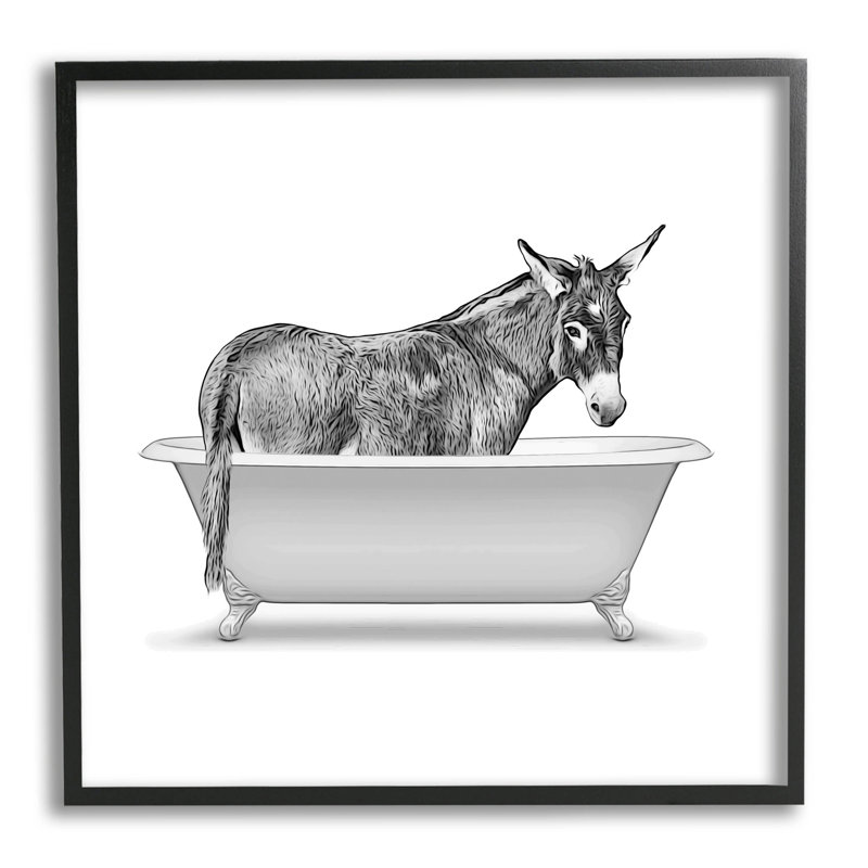 «Monkey Donkey Antique Tub» par Annalisa Latella - reproduction de dessin sur bois, H 12 po x l 12 po x P 1,5 po