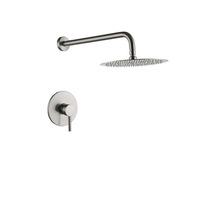 Topcraft 10-Inch Round Wall-Mounted Rain Shower System, Brushed Nickel