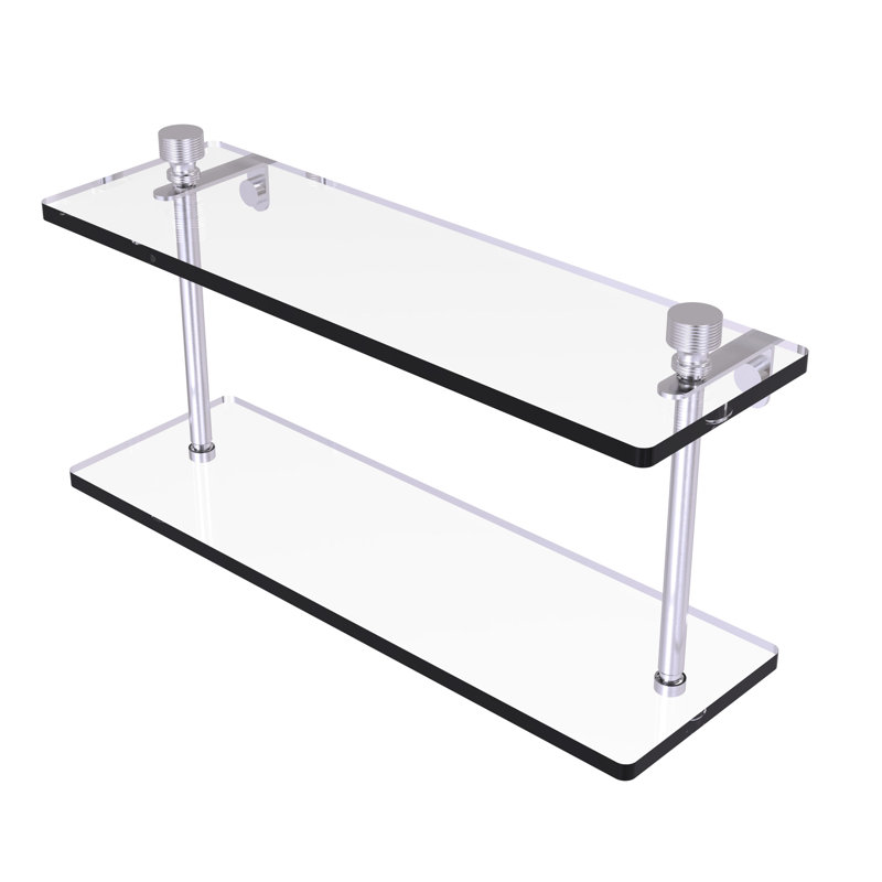 Ballenas 2 Piece Tiered Shelf, 16", Satin Chrome