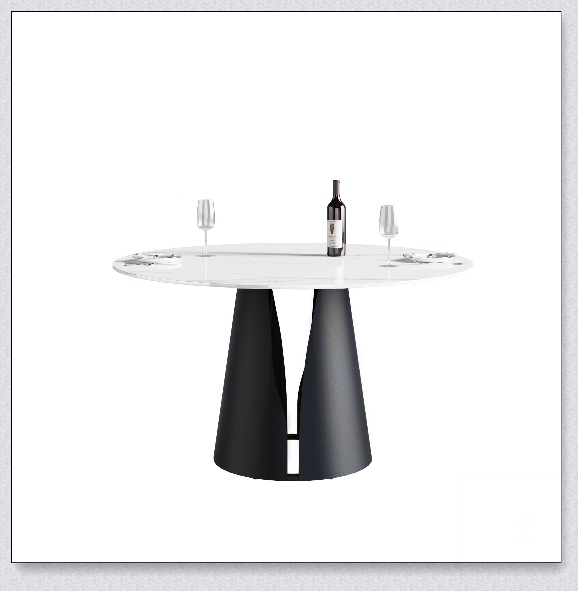 Orren Ellis Modern artificial stone round carbon steel base dining ...