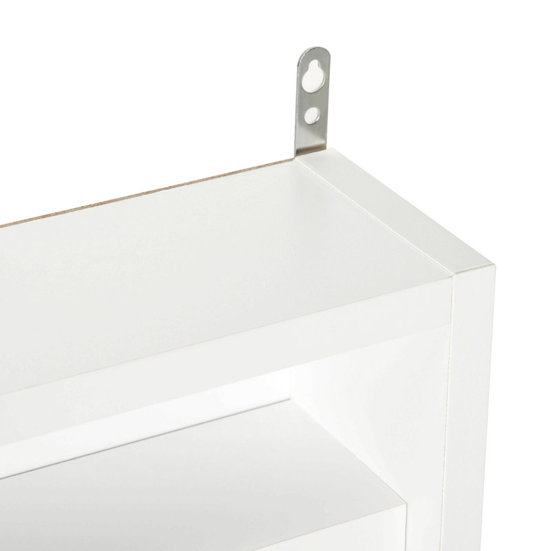 Vitrine à 5 niveaux, vitrine en verre avec 2 portes et tablettes réglables, fixation murale, Blanc