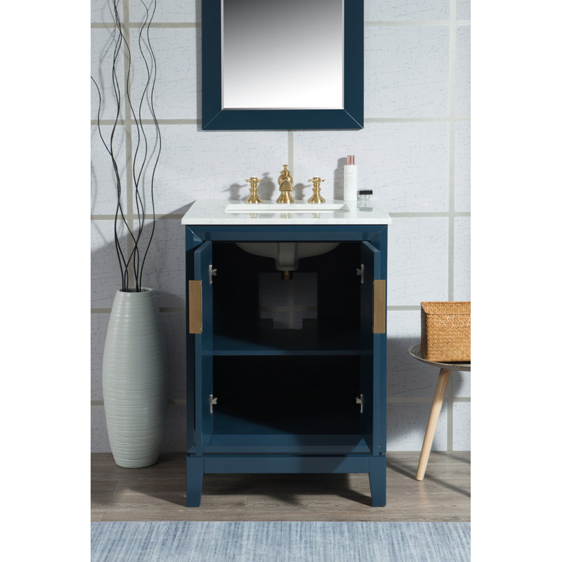Elizabeth 24" Single Bathroom Vanity Set with Mirror, Monarch Blue