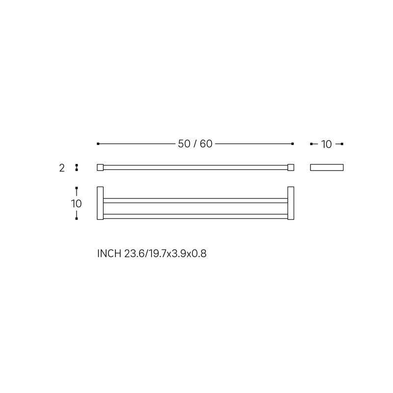 60 cm L Wall Mounted Towel Bar