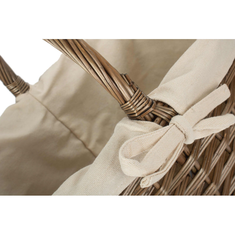 Wicker Stair Storage Basket with Lining, Grey