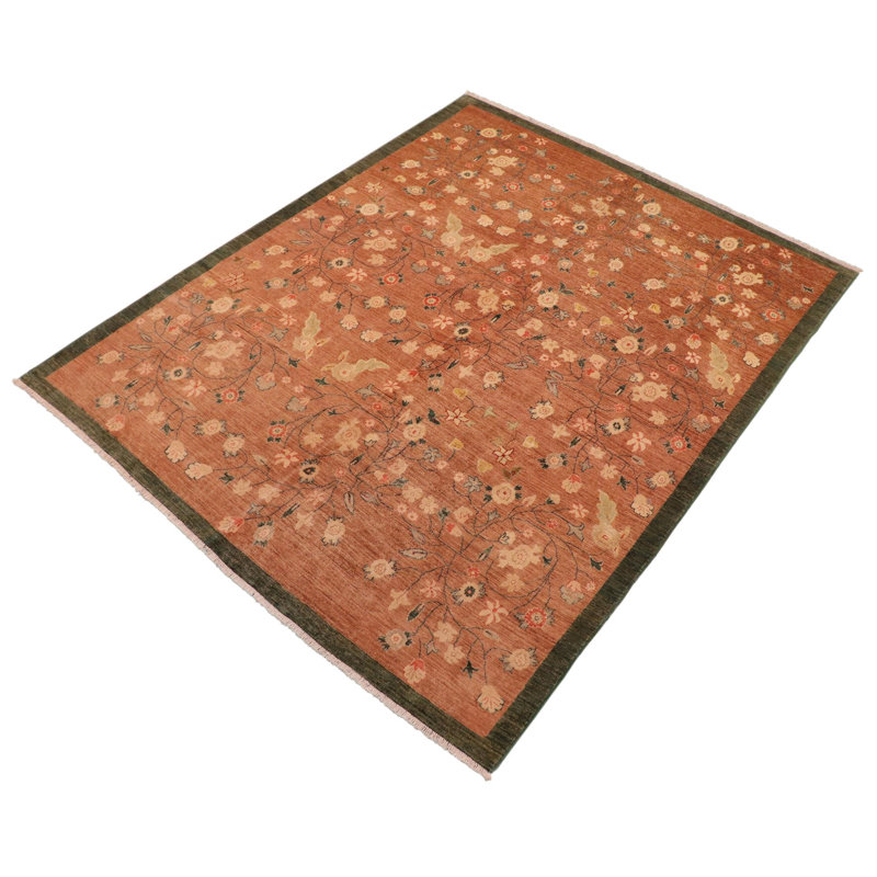 Tapis brun en laine noué à la main 7 pi 10 po x 9 pi 6 po Baccio