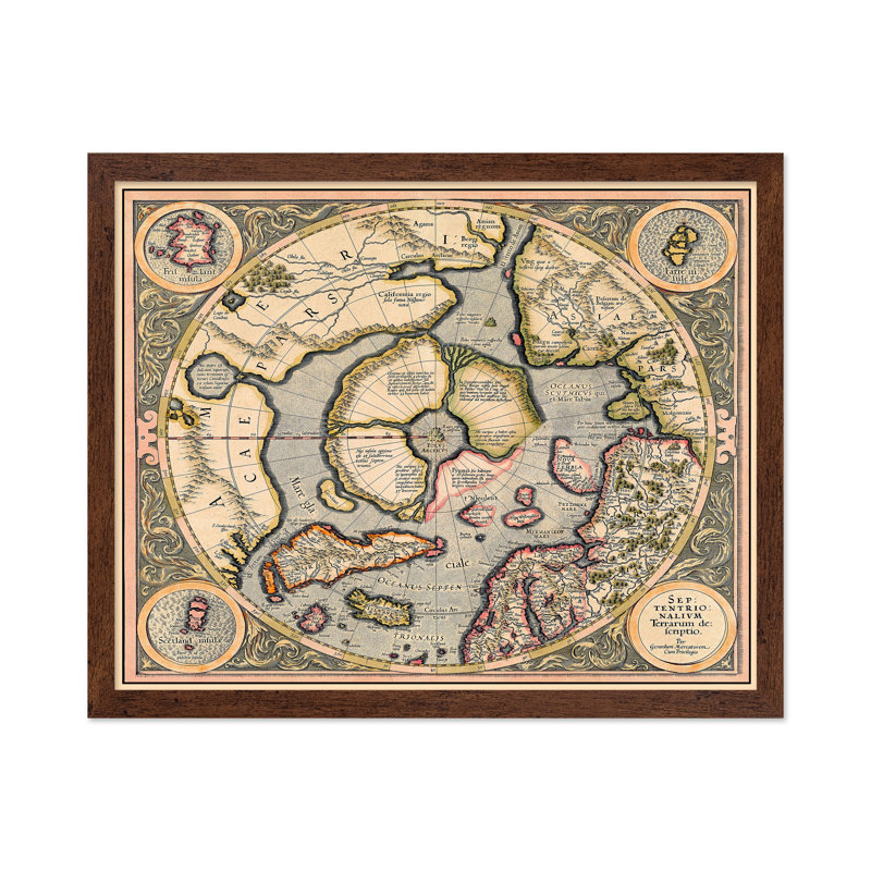 Carte du pôle Nord, Affiche, H 12 po x l 16 po, Encadrement brun